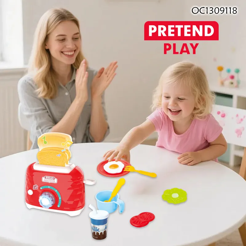 Wholesale Battery Operated Home Kitchen Products Bread Maker Children's Plastic Kitchen Set Tool Toys for Kids Pretend