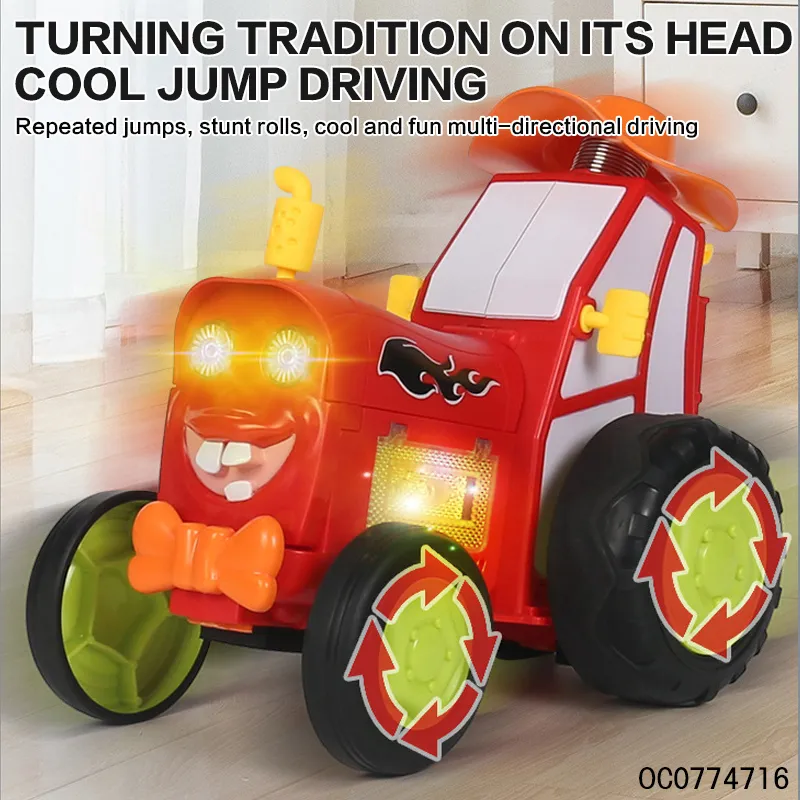Wholesale Train Head Cartoon Mini Stunt Jumping Remote Control RC Toy Car for Kids