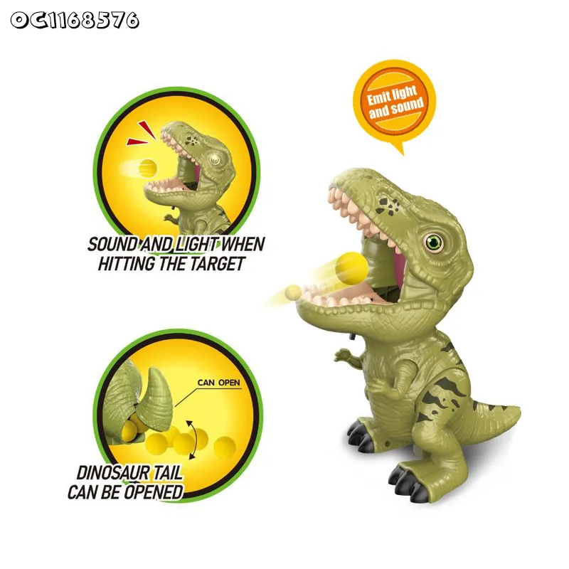 Cheap Plastic Soft Foam Bullet Moveable Dinosaur Shooting Games Toy Gun for Kids with Light Sound