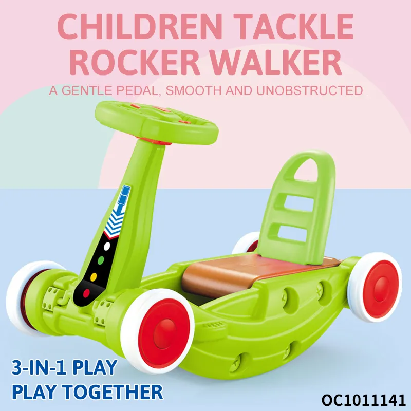Multifunctional Wholesale Designed New Model Ride on Car Shaped 3 in 1 Plastic Educational Baby Walker with Wheels and Seat