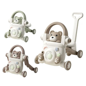 Modern Cheapest Price Music Cartoon Bear Wholesale New Designed Montessori Wheels Handle Infant Baby Push Walker