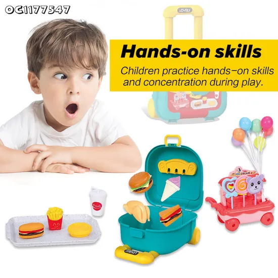Wholesale Fast Food Hamburger Dog French Plastic Children House Play Gift Set Kitchen Toy Set for Kids