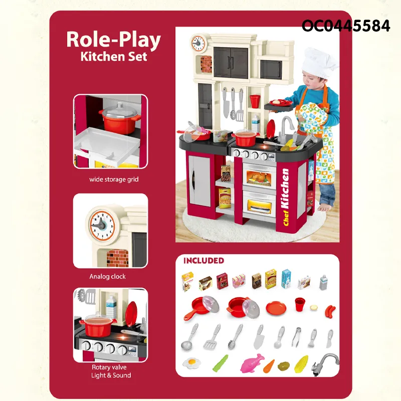 Wholesale Children Big Size Cooking Luxury Plastic Children House Play Kitchen Toys Gift Sets for Kids with Light Music