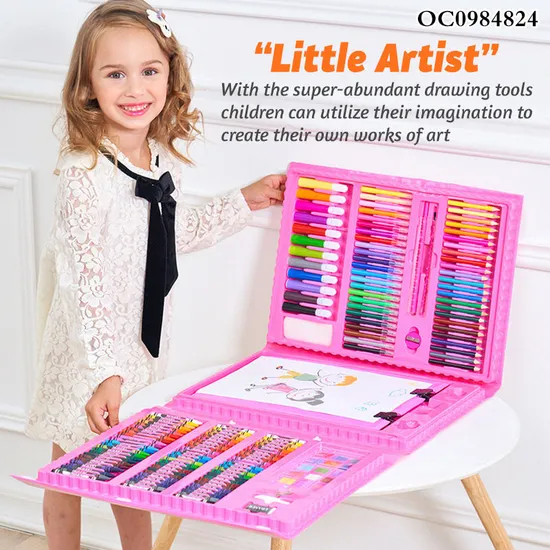 Watercolor Artist Art Materials 208 Pieces Case Children Stationery Popular DIY Pencil Colored Drawing Montessori Educational Toys for Kids