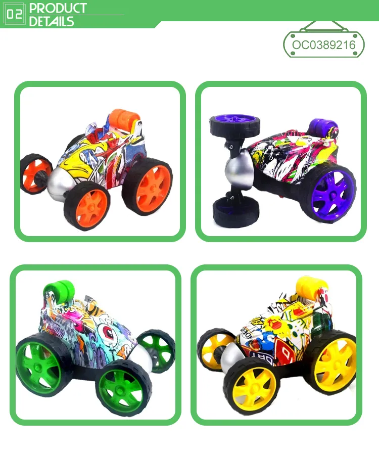 Wholesale Plastic Graffiti Car 4 Wheels High Speed Rotate Stunt Remote Control RC Car
