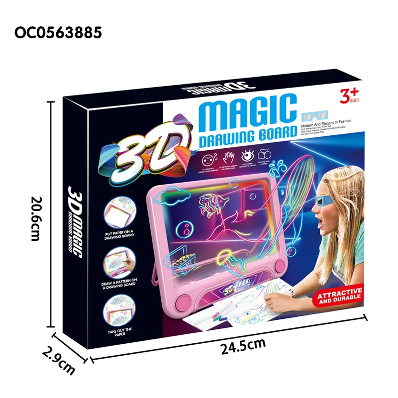 Educational Toys Magnetic Electronic 3D Glowing Magic Pad LED Wholesale Magnetic Writing Drawing Board for Kids