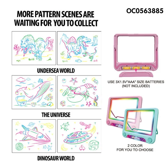 Educational Toys Magnetic Electronic 3D Glowing Magic Pad LED Wholesale Magnetic Writing Drawing Board for Kids