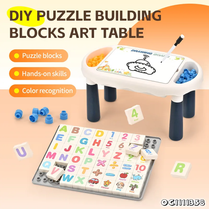 Creative Montessori Child Interactive Building Block Educational Play Drawing Table Educational Toy for Kid