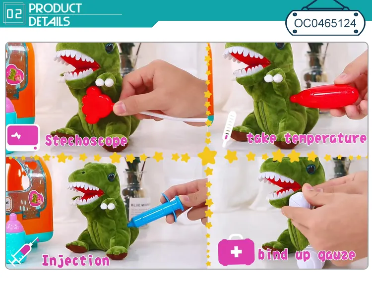 Wholesale Educational Montessori Doctor Pet Play Dinosaur Plush Kids Play Set Toys