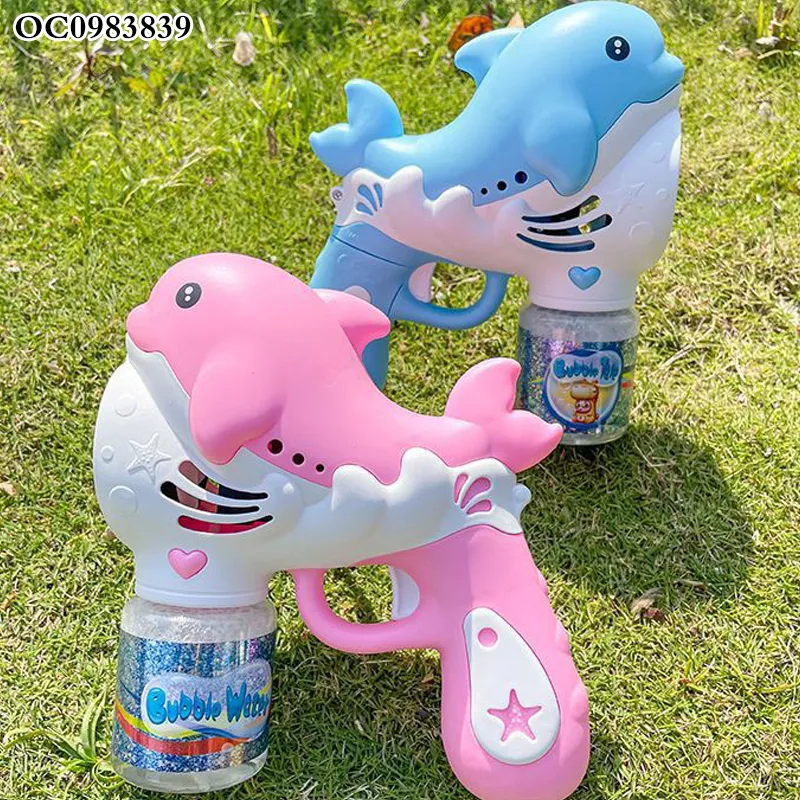 Outdoor Party Games Light up Electric Dolphin Bubble Machine Gun Toys for Kids