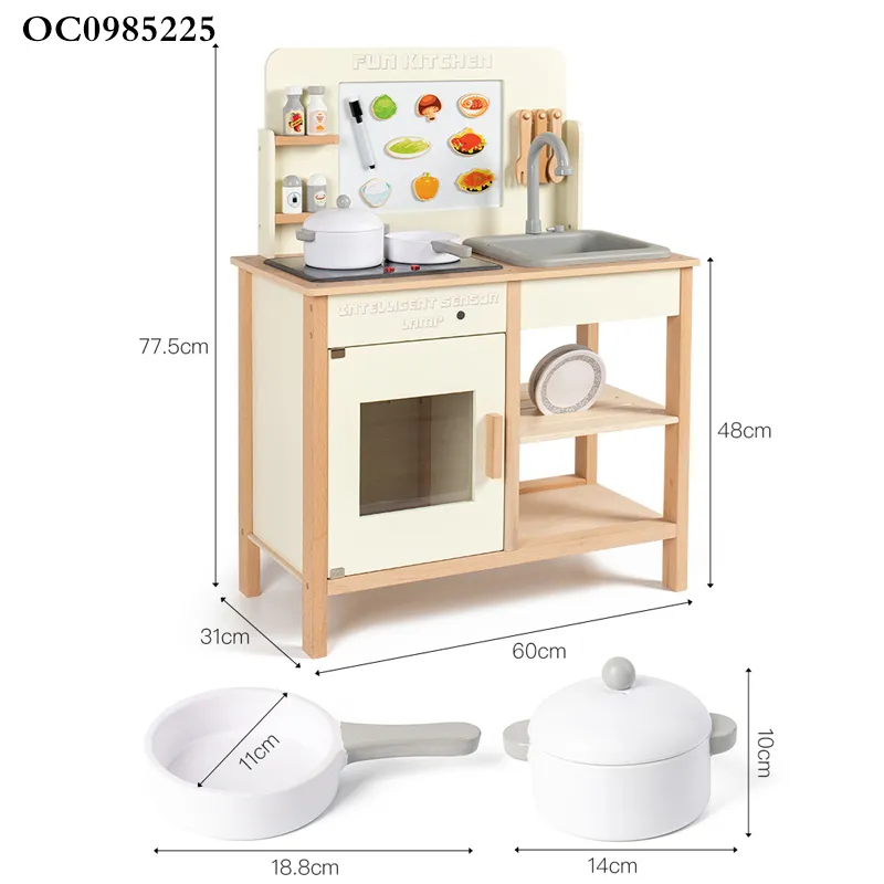 Wholesale Wooden House Miniature Cooking Stove Tableware Pretend Play Children's Plastic Spray Sink Kitchen Toy