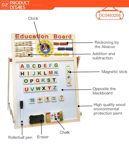 Wholesale Double Sided Wooden Toys Popular Drawing White Board for Kids Educational Learn Writing