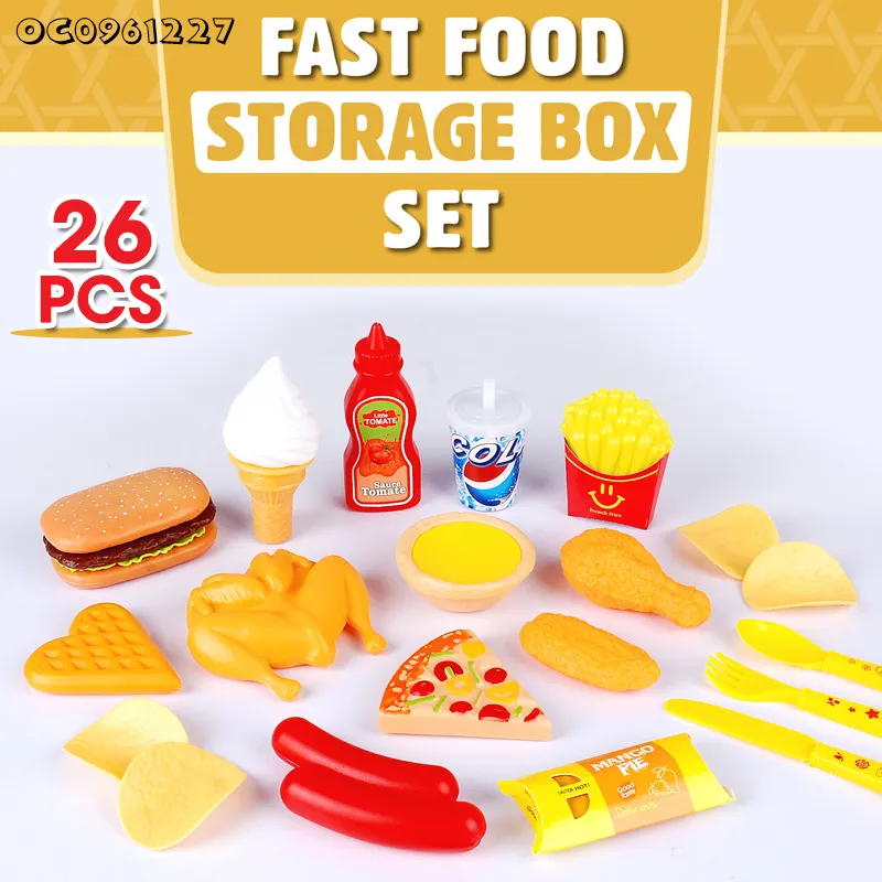 Wholesale Montessori Educational Pretend Play Fast Food Plastic Hamburger and Ice Cream Toys for Kids' Kitchen Simulation