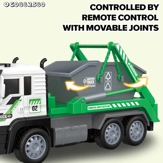 Lighted up City Sanitation Cleaning Plastic Kids Remote Control Model Car 1: 24 Garbage Toys Truck