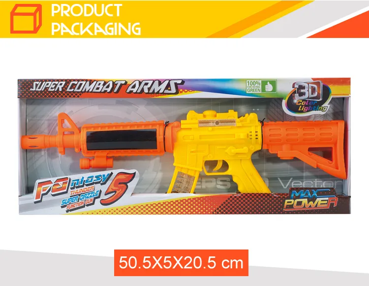 High Quality Boys Pretend Soldier Plastic Electric Realistic Gun Toys with 3D Light