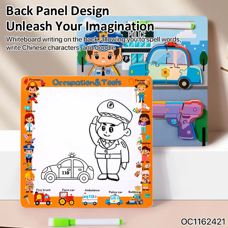 3D Ambulance Kid DIY Wooden Puzzle Toy Intelligence Early Education Vehicle Creative Montessori Toy