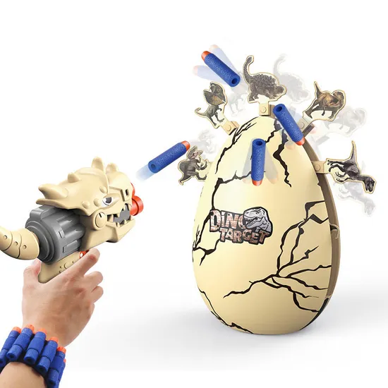Plastic Indoor Shooting Electronic Rotating Movable Target Stand Game Dinosaur Guns Sniper Soft Bullet Toy Gun with Soft Bullet