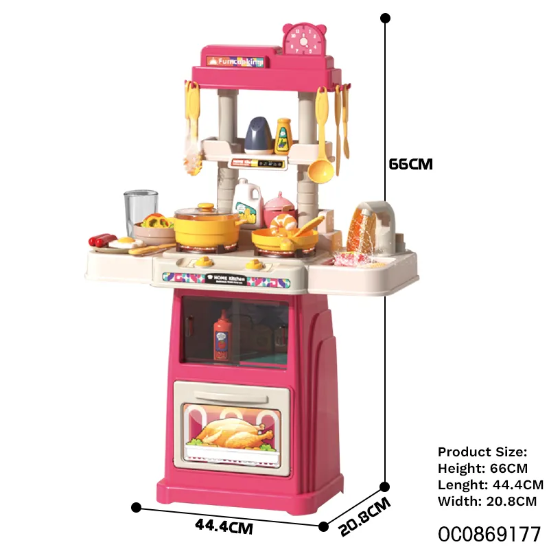 Wholesale Play Pretend Kitchen Cooking Pink Plastic Kitchen Toys Gift Set for Kids