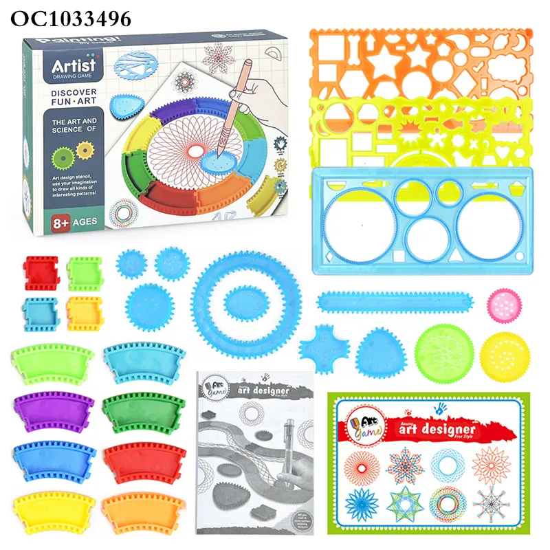 Wholesale Plastic Popular DIY Drawing Tools and Materials Set Spirograph Ruler Toy
