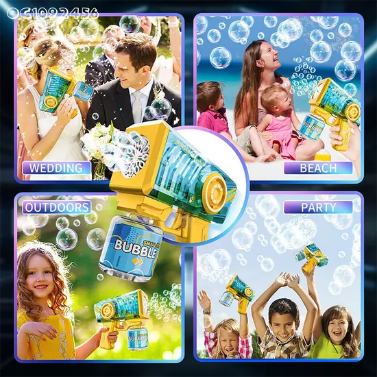 90ml Bubble Water Summer Outdoor Products Interactive Games Plastic Bubble Gun with Light Music
