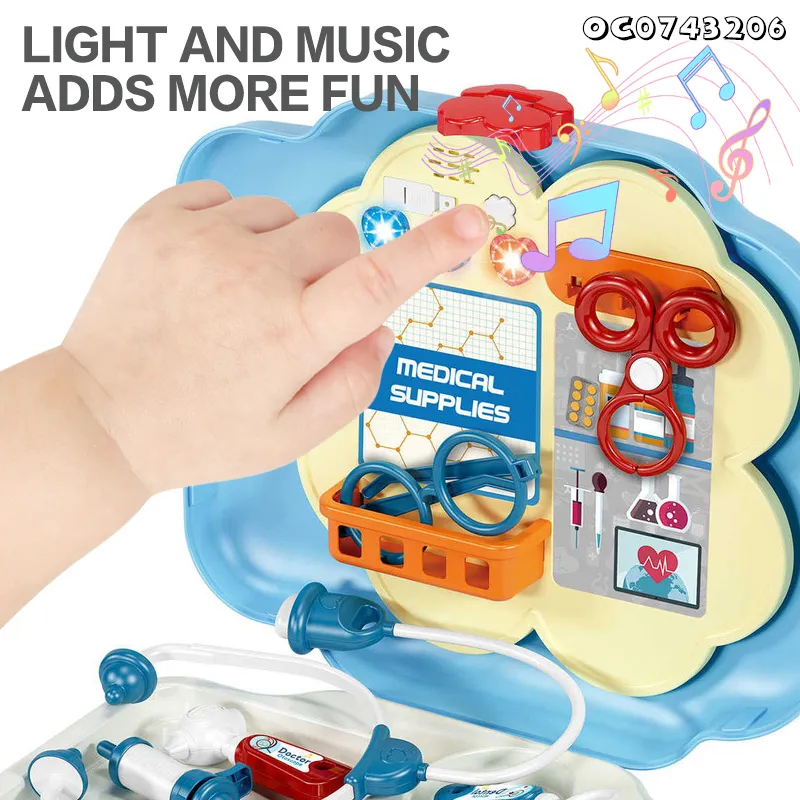 Light Music Function Hospital Role Play Montessori Baby Kids Electric Plastic Pretend Doctor Set Toy