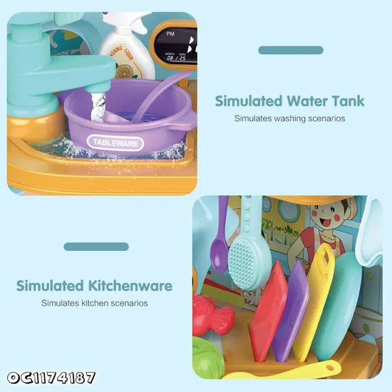Wholesale Kitchen Food Set Pretend Role Play Children's Plastic Kitchen Dish Washing Machine Toys for Kids with Vegetable and Food