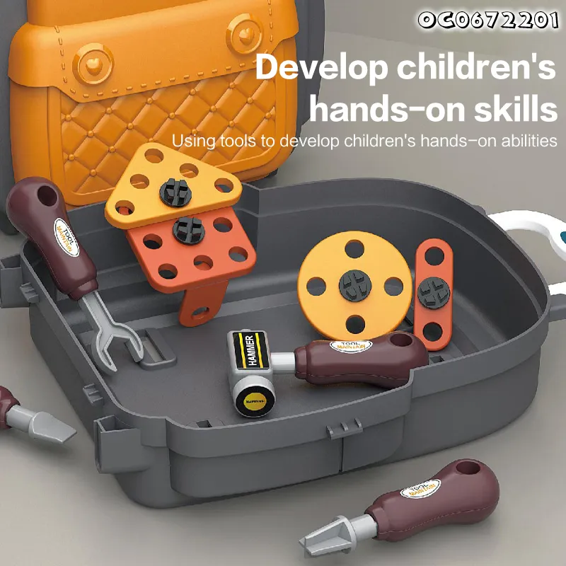 School Bag Kids Assembling Skill Development Toys Plastic Screw and Nut Hand Tools Game Toy Set for Boys Mechanics with Accessories