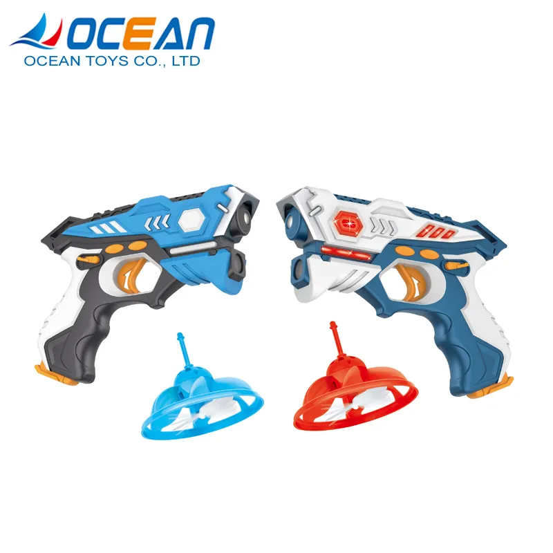 Hot Selling 2 Players Shooting Flying Saucer UFO Toy Speed Gun Toy with Laser and Light