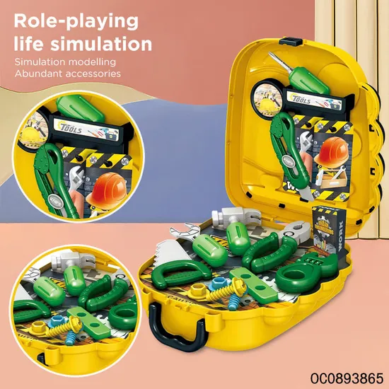 Wholesale Kids Pretend Play Repair Toy Mechanic Tool Box Set Toy for Kids with Backpack