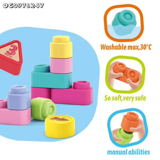 Wholesale Children's Building Silicone Soft Rubber Play Blocks Educational Fun Games Toy Set