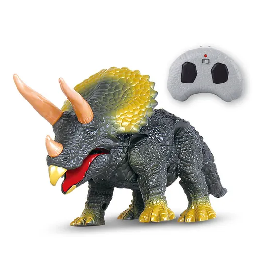 Interactive Realistic Animatronic Robotic Toy Walking Dinosaur Triceratop Infrared Remote Control Toy with Light and Sound Wholesale