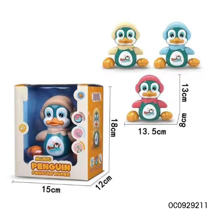 Hot Selling Wholesale Battery Operated Plastic Light up and Sound Penguin Animal Car Electric Baby Toy