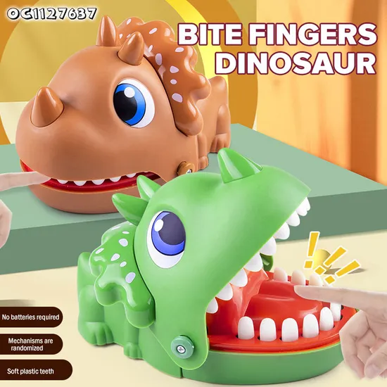 6 Pieces Soft Rubber Teeth Dinosaur Finger Bite Toys Best and New Interactive Fun Game Toy for Kids Birthday Party