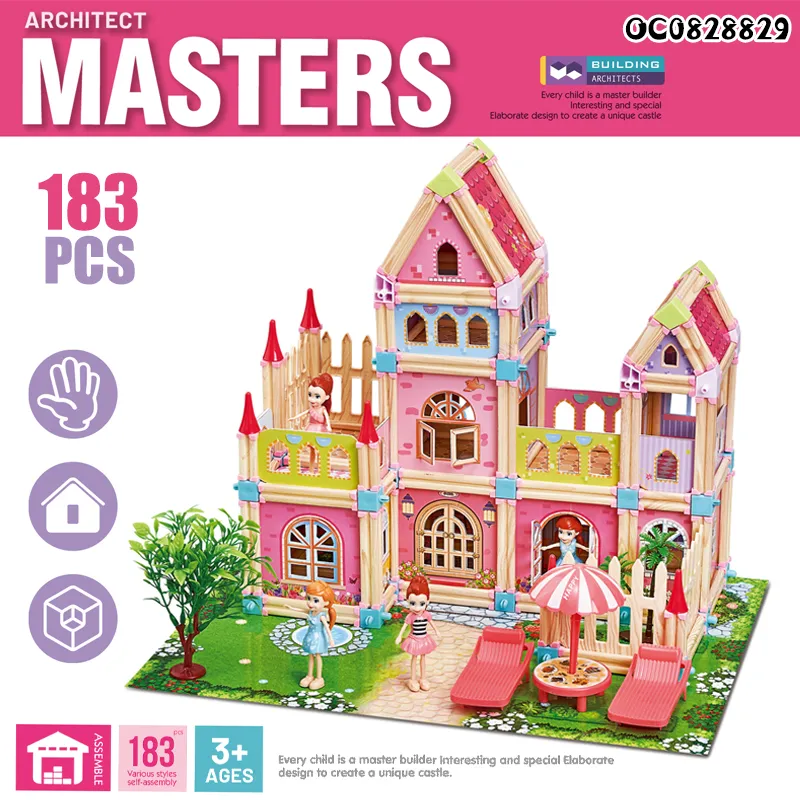 Wholesale 183PCS Doll House Plastic Block Model Building Handmade Toy