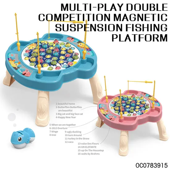 Wholesale Montessori Fishing 45PCS Plastic Moving Fish Game Table Toy for Kids with Music