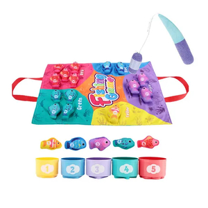 Color Sorting Cognitive Development Early Education Baby Cloth Material Sensory Toy Portable Fish Game Plastic Toy Fish Hook Kid