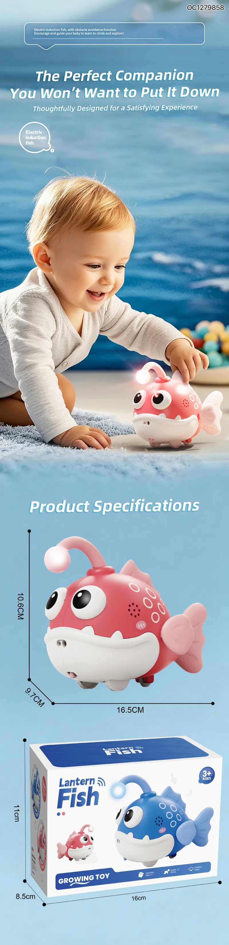 Wholesale Plastic Fish Baby Kids Crawling Learning Sensory Electric Montessori Fishing Game LED Light Music Toys