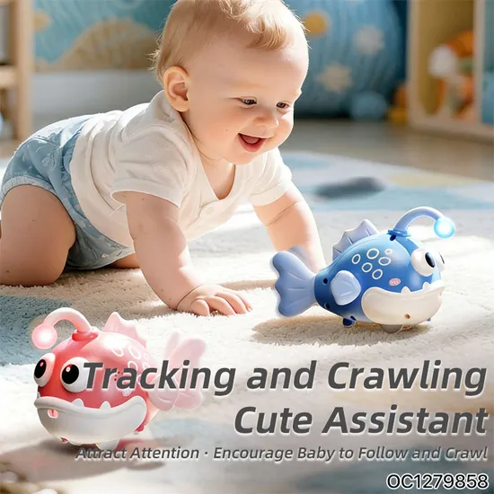 Wholesale Plastic Fish Baby Kids Crawling Learning Sensory Electric Montessori Fishing Game LED Light Music Toys