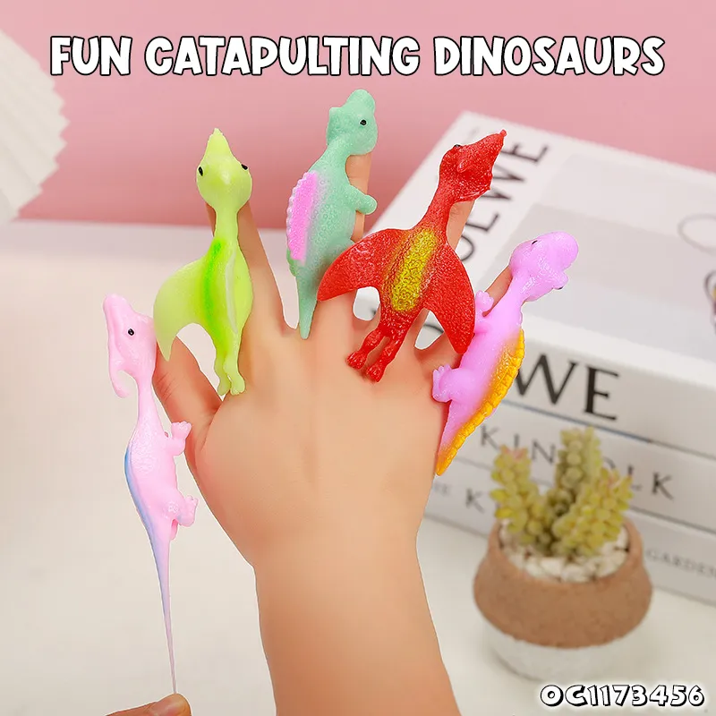 Wholesale Big Soft Rubber Dinosaur Hand Puppet 2025 Best Fidget Cute Animals Funny Catapult Toy Anti Stress Toy for Kid Children