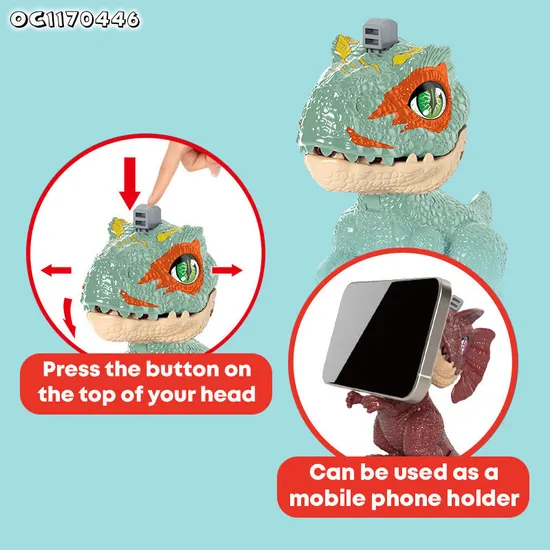 2in1 Mobile Phone Holder Press Button Cute Open Mouth Dinosaur Customizable Toys for Kids Children