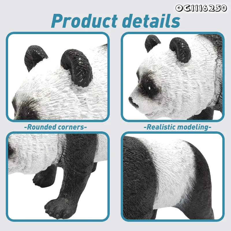 Wholesale Popular PVC Panda Realistic Small 3D Plastic Wild Animal Model Toys with Sound for Kids