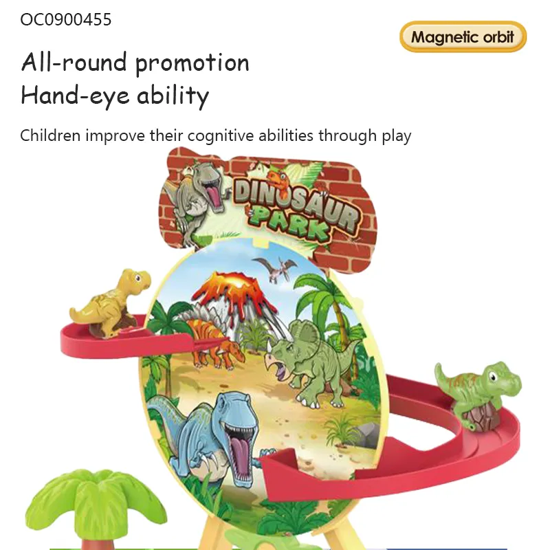 Wholesale Educational Montessori Plastic Dinosaur Race Track Cars Building Blocks Toy for Kids