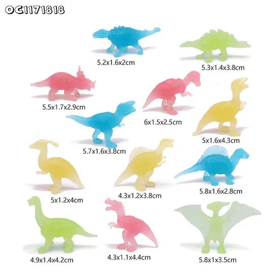 12 Pieces Chinese PVC Wild Animal Luminous Children Cheap Mini Dinosaur Figurines Models Toys Wholesale From China