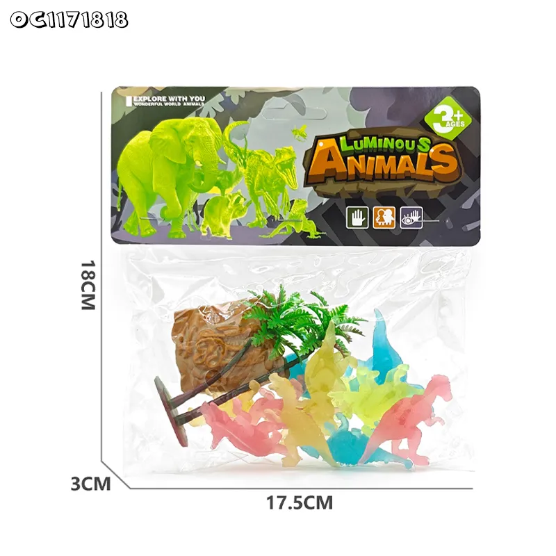 12 Pieces Chinese PVC Wild Animal Luminous Children Cheap Mini Dinosaur Figurines Models Toys Wholesale From China