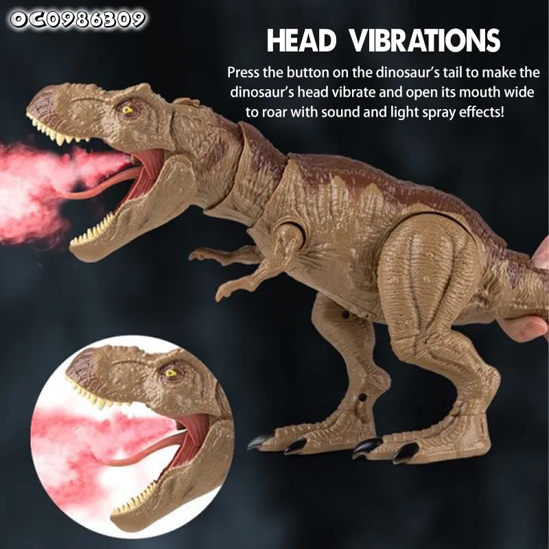 Mist Spray Decompression Lighted up Sound Toys Walking Battery Operate Electric Dinosaur Simulation Games Toy for Children Kids