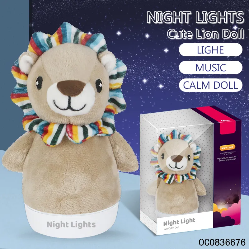 Wholesale Stuffed Music Animals Lion Night Lights Plush Toy for Baby Kids