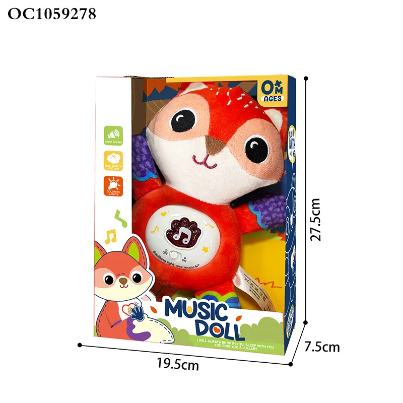 Wholesale Popular Light Baby Sleeping Doll Sensory Music Animal Stuffed Plush Toy
