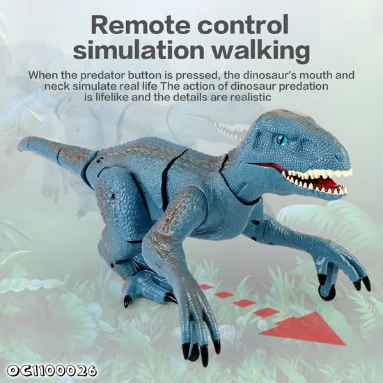 OEM ODM PVC Plastic Walking Robot Dinosaur Toy Realistic Eco Friendly Figure Blue Velociraptor Dinosaur Toys with Remote Control