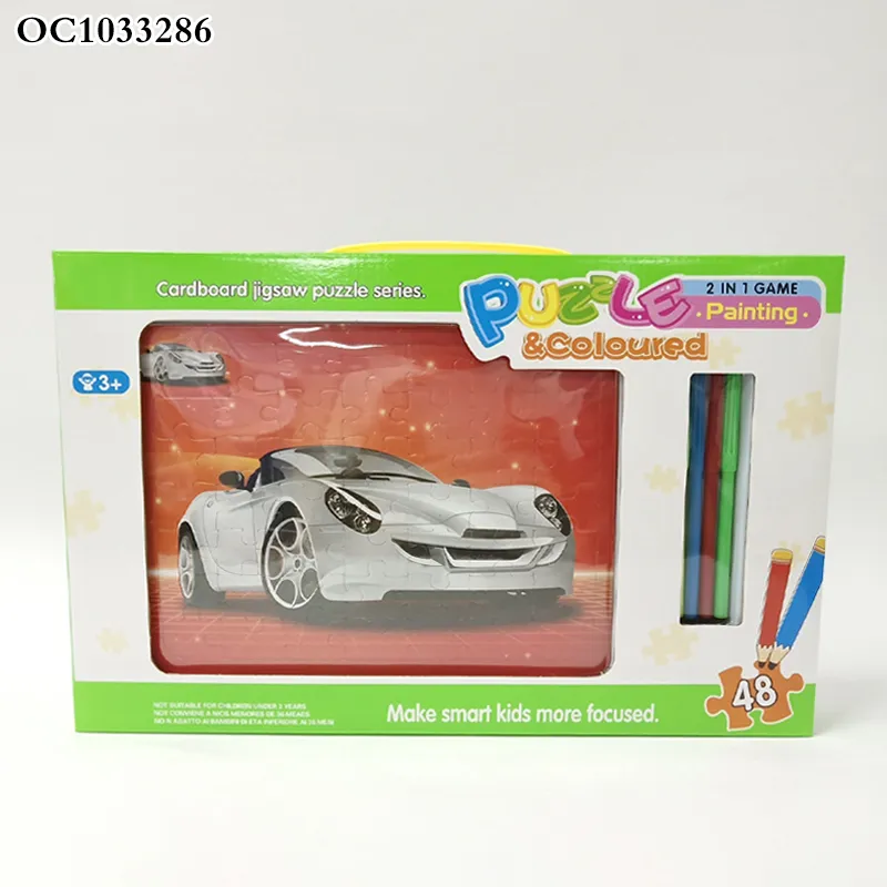 High Quality Custom Printed Cartoon Floor Jigsaw Puzzles for Kids Paper Toys with Color Pens