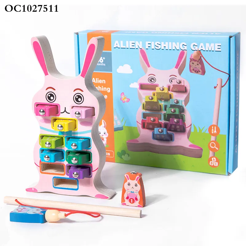 Wholesale Plastic Educational Interactive Games Wooden Busy Board Children Montessori Fishing Toy